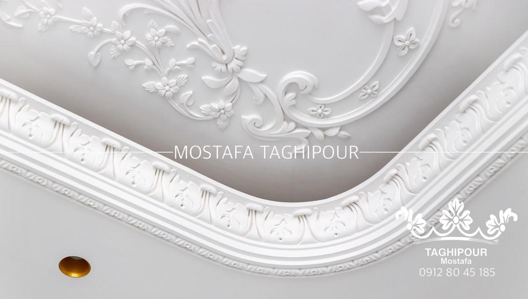 اجرای گچبری کلاسیک روی کناف و مدرن رنگ سفید در تهران