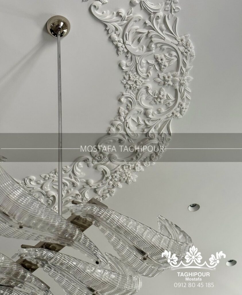 اجرای گچبری کلاسیک پروژه لواسان رنگ مینیمال